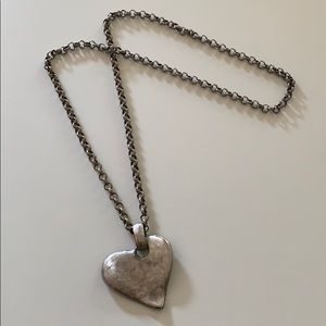 Danon silver plated long heart necklace